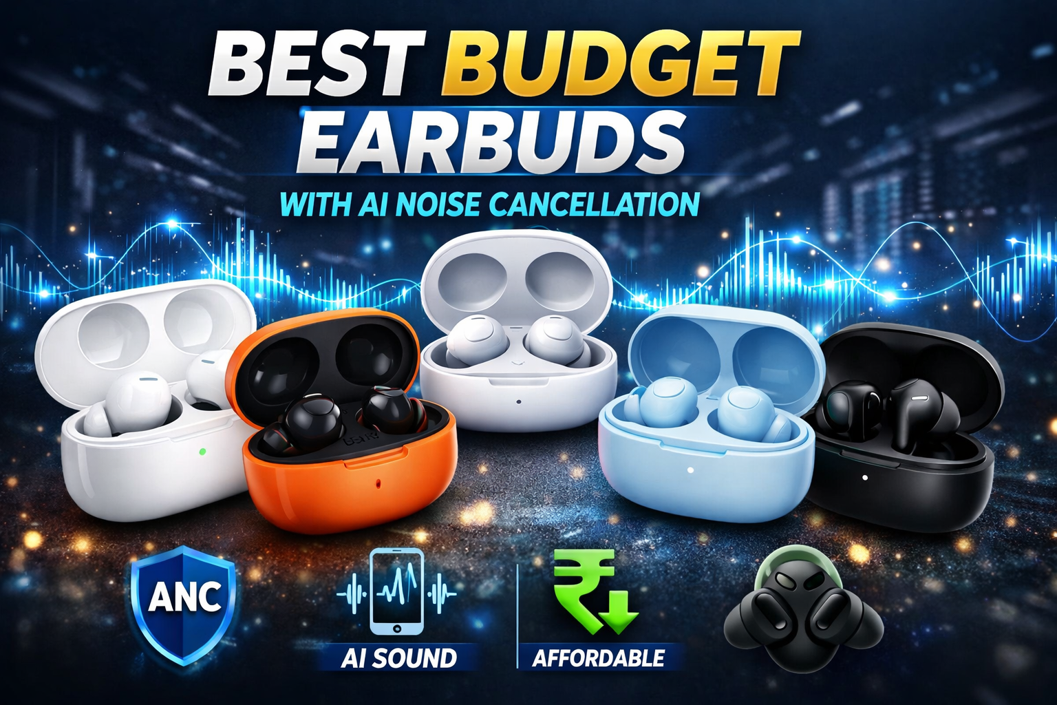 Best budget earbuds with AI noise cancellation — affordable wireless earbuds lineup featuring ANC, AI sound, and value-for-money design.