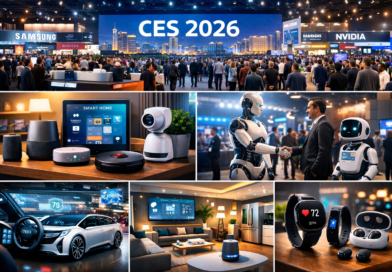 CES 2026 technology exhibition in Las Vegas showcasing AI innovations, smart home devices, robotics, autonomous vehicles, and wearable tech.