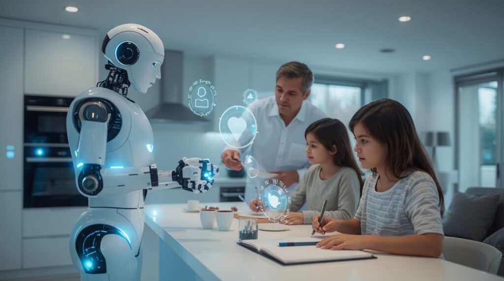 AI personal robot assistant helping with household tasks